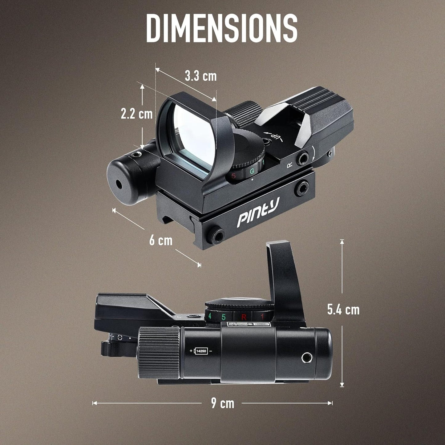 PINTY Reflex Sight - Red Dot Sight with Red/Green Dot & Multiple Reticles for Pistol/Rifle