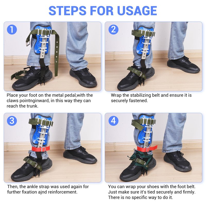 Tree climbing equipment.Adjustable tree,climbing kits with safety belts.Climbing tools with footboards Forestry operation equipment suitable for rock climbing,tree trimming,hunting,and fruit picking