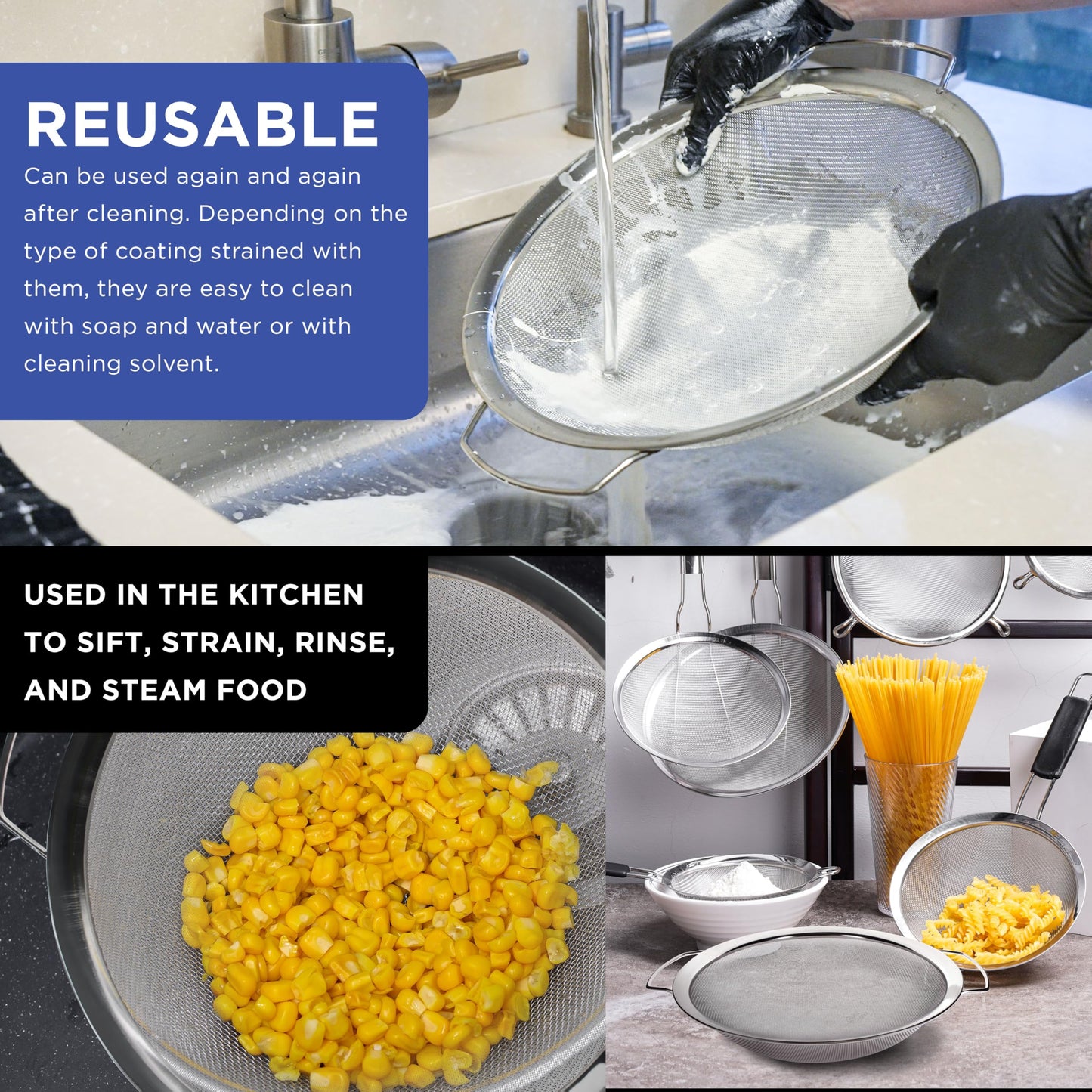 Master Elite 60 Mesh Stainless Steel Paint Strainer, 2 Pack - Fits Over 5 Gallon Paint Bucket Cans, Strains Filters Removes Debris, Particles, Impurities from Coating and Liquids - Drain, Rinse Food