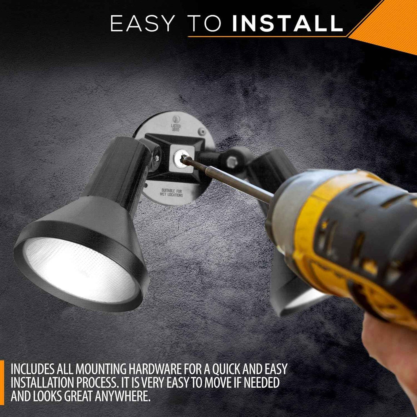 150W Outdoor Security Flood Light - Dual Head, Weatherproof Cast Aluminum, Dark Bronze Finish