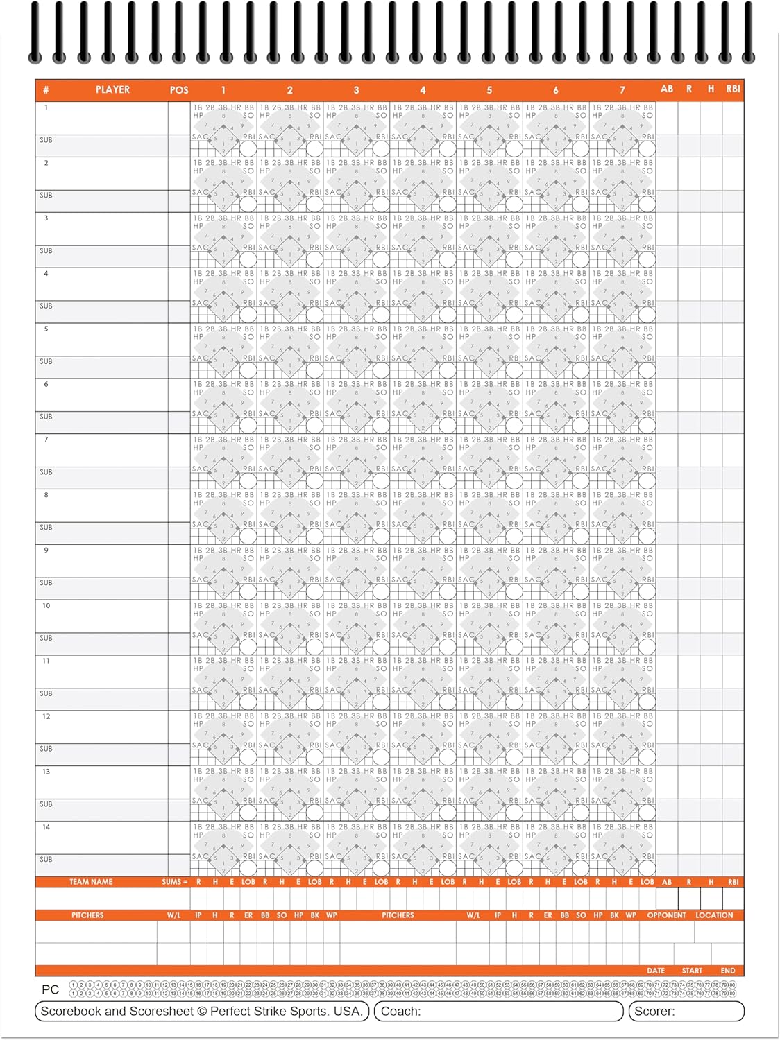 Perfect Strike Softball Scorebook - Heavy Duty Design with Rules & Scoring Instructions | Youth & Adult Use