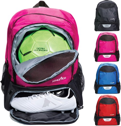 Athletico Youth Soccer Bag - Versatile Backpack for Soccer, Basketball & Volleyball | Cleat & Ball Compartment Included