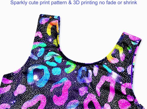 Domusgo Gymnastics Leotards for Girls - Sparkly One-Piece Pro Unitard with Shorts | Kids Size