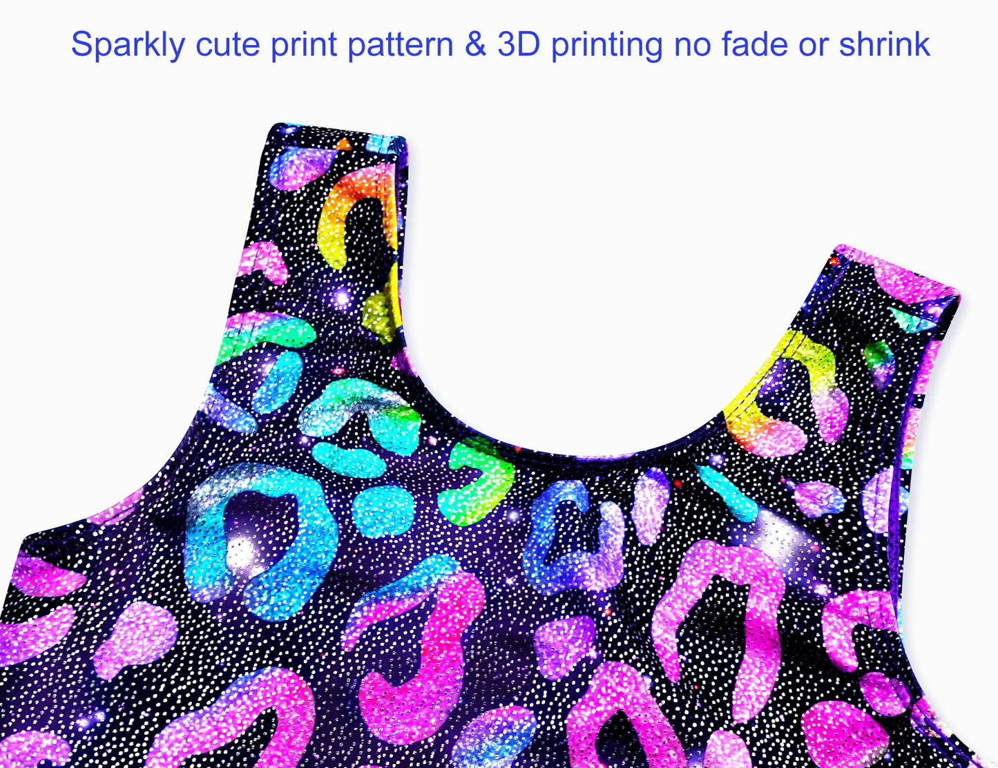 Domusgo Girls Leotard for Gymnastics Size 7-8 Years Old Sparkle Gold Leopard Bodysuits Active Tank
