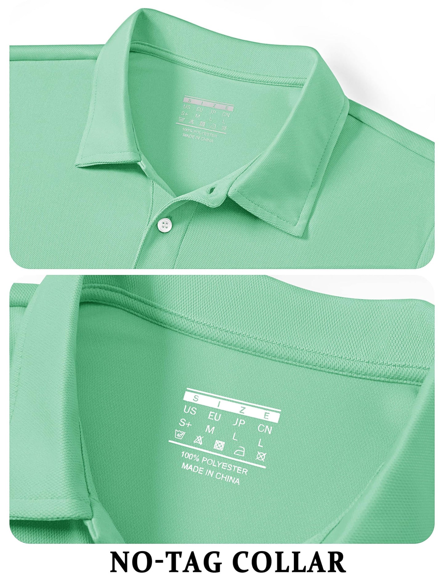 TACVASEN Mens Golf Shirt Dry Fit Mens Polo Shirts Short Sleeve Performance Golf Polos for Men with Collar Work Shirts Mint Green, 3XL
