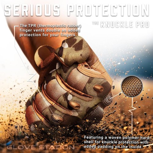 Glove Station Touchscreen Utility Gloves for Men - Hard Knuckle Protection for Motorcycle & Outdoor Work | Multicam XX-Large