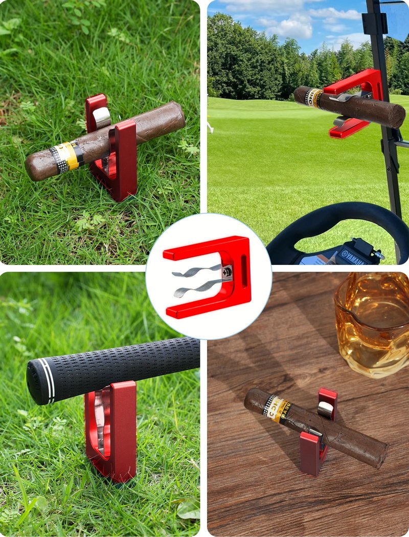 2-Pack Magnetic Holder for Golf Cart, Aluminum Alloy Golf Cart Hold 30-80 Rings, Clip with Strong Magnet, Golf Cart Accessories, Golf Gifts for Men, Husband, Boyfriend, Dad, White Elephant Gift - Red