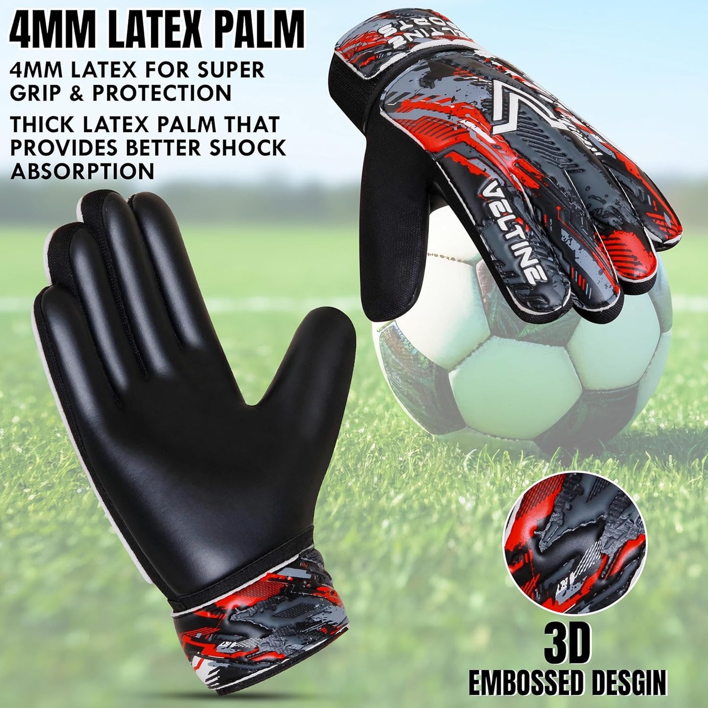 Regine Switzerland Soccer Goalie Gloves - Youth & Adult Football Keeper Gloves with Double Wrist Protection & 4mm Latex Grip