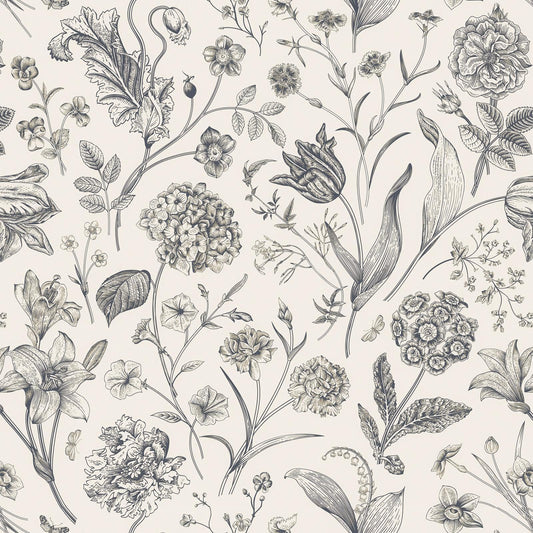 lenify Black and Beige Peel and Stick Wallpaper Botanical Contact Paper 16.9inch x 118.1inch Floral Wall Paper Peel and Stick for Bathroom Bedroom Removable Self Adhesive Wallpaper Decor Vinyl