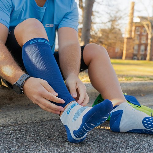 CEP Core Run Compression Calf Sleeves 5.0, White, Men, III