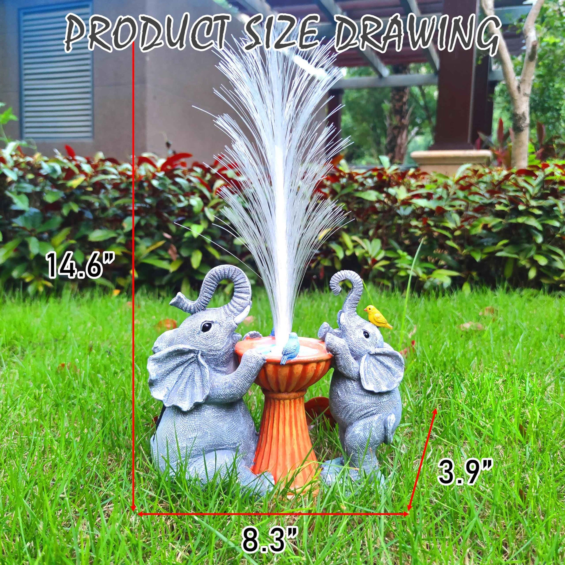 RCTTICUU Elephant Statue Solar Garden Decor,Resin Elephant Statue and Colour Changing Optical Fiber Solar Lights,Outdoor Decor for Balcony, Garden, Patio, Yard, Lawn, Gifts for Mom Grandma
