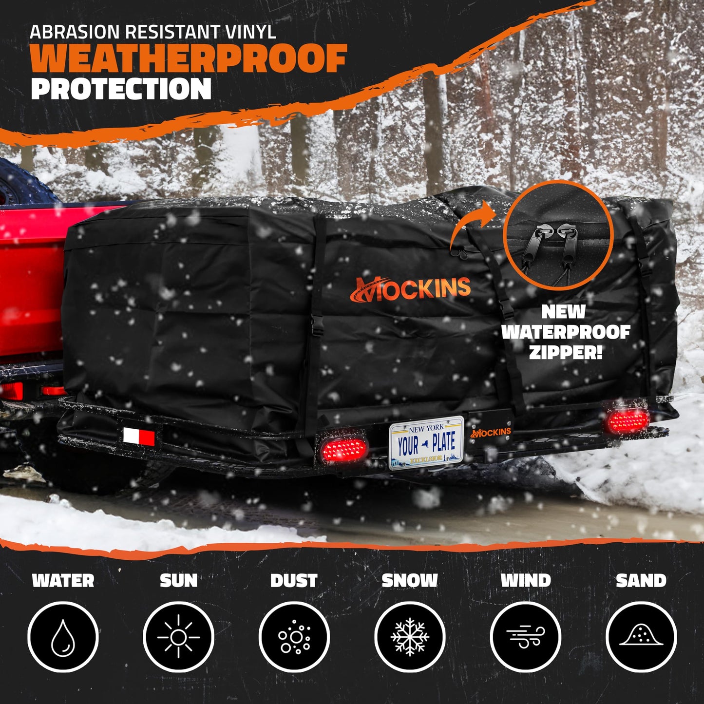 Mockins 72"x36"x6" XXL Folding Trailer Hitch Cargo Carrier w/ 500 Lbs. Cap