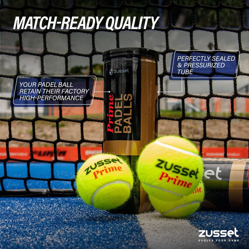 ZUSSET Padel Balls Prime 2025 (6 Pack) | High-Pressure High-Speed Response for Explosive Shots | Reinforced Felt for Extended Durability & Accuracy | Tournament-Ready Padel Ball for Pro Competitions
