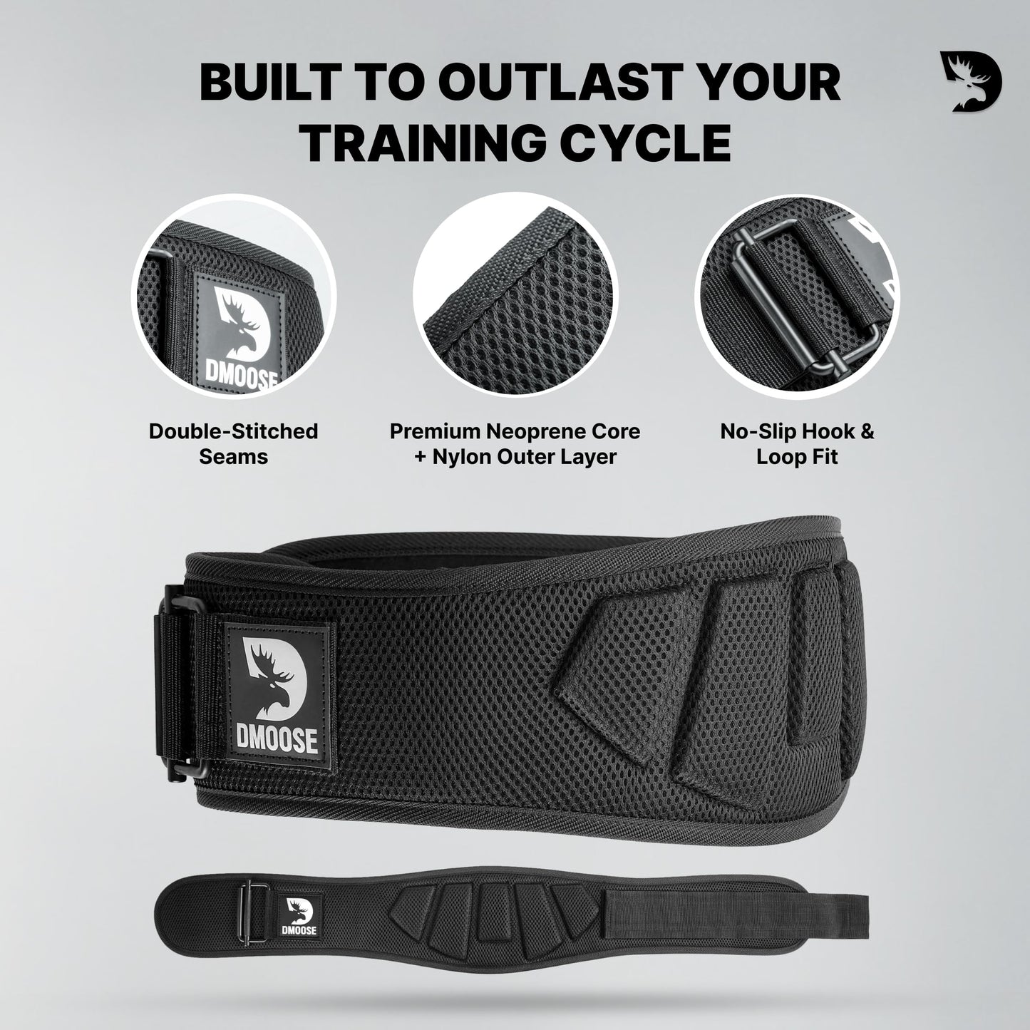 DMoose lifting belts 6 Inch Auto-Lock Breathable Weight Lifting Back Support, Workout Back Support for Lifting, Fitness, Cross Training and Powerlifting - Black Medium
