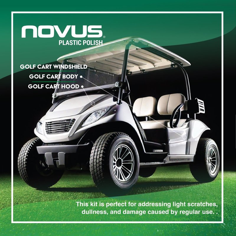 NOVUS 7760 | Golf Cart Maintenance Kit | Includes NOVUS Plastic Polish #3#2#1-2 Ounces Each, 2 Buffing Pads, Backing Drill Attachment, 3" Wool Pad, 3 Disposable Wipes