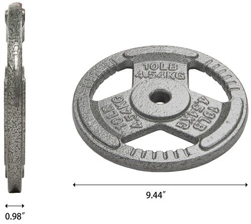Fitvids Olympic Cast Iron Weight Plate for Strength Training & Weightlifting, Multiple Weights Available, 10LB (Single)