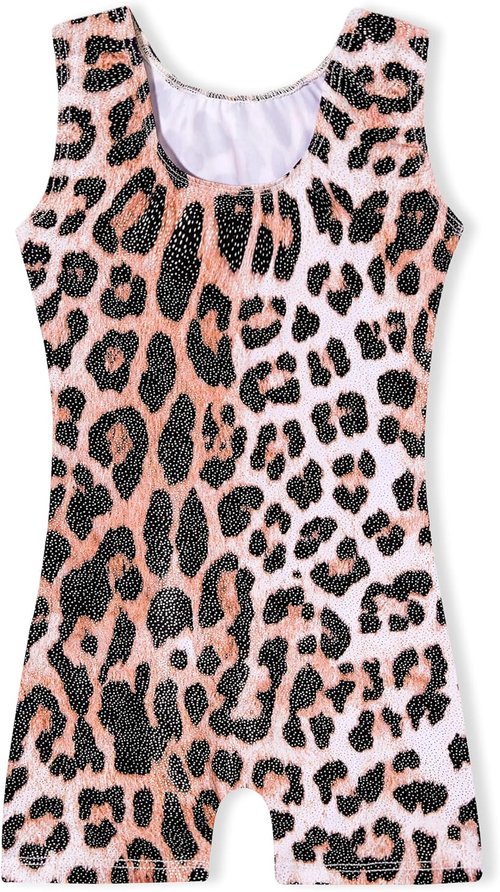 Domusgo Gymnastics Leotards for Girls Sparkly One-Piece Pro Kids Unitard Biketards with Shorts