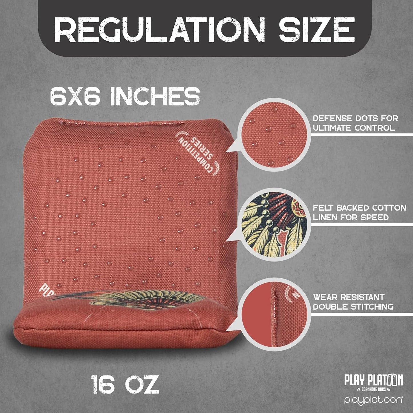 Play Platoon Cornhole Bags Set of 8 | Regulation Professional Weight | Double-Sided Slick & Stick Design