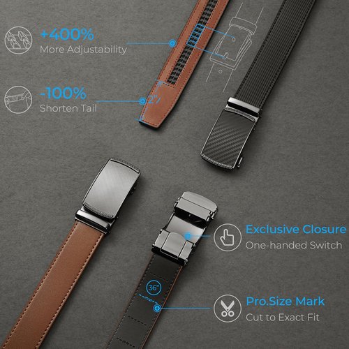 CHAOREN Leather Ratchet Belt for Men - Customizable Fit & Effortless Style (35mm)