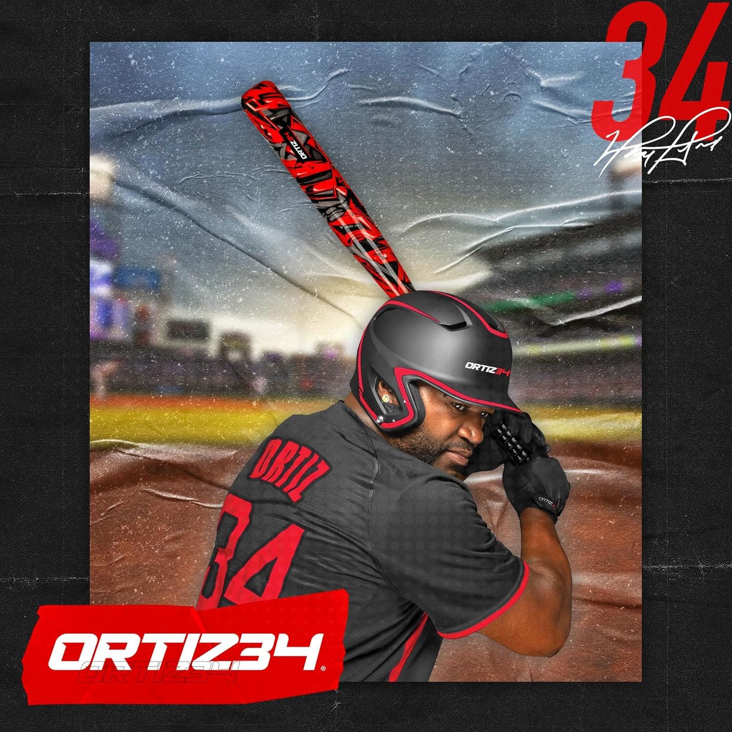 Ortiz34 Bat & Ball Set - Graffiti Plastic Baseball Set for Youth & Adults | Perfect for Backyard Fun