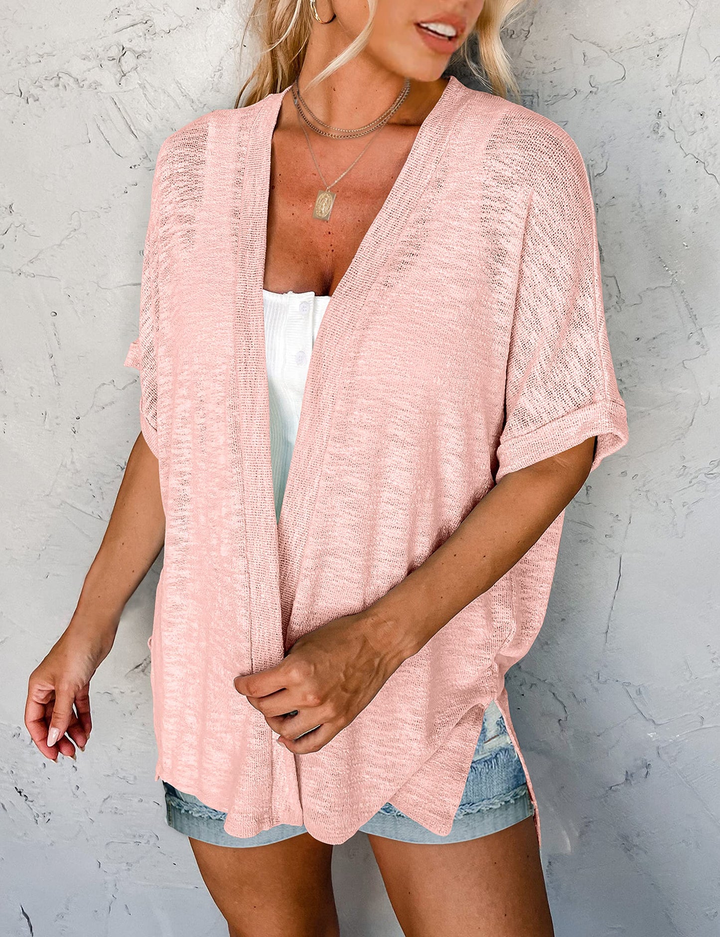 MEROKEETY Womens Summer Lightweight Short Sleeve Kimono Cardigan 2026