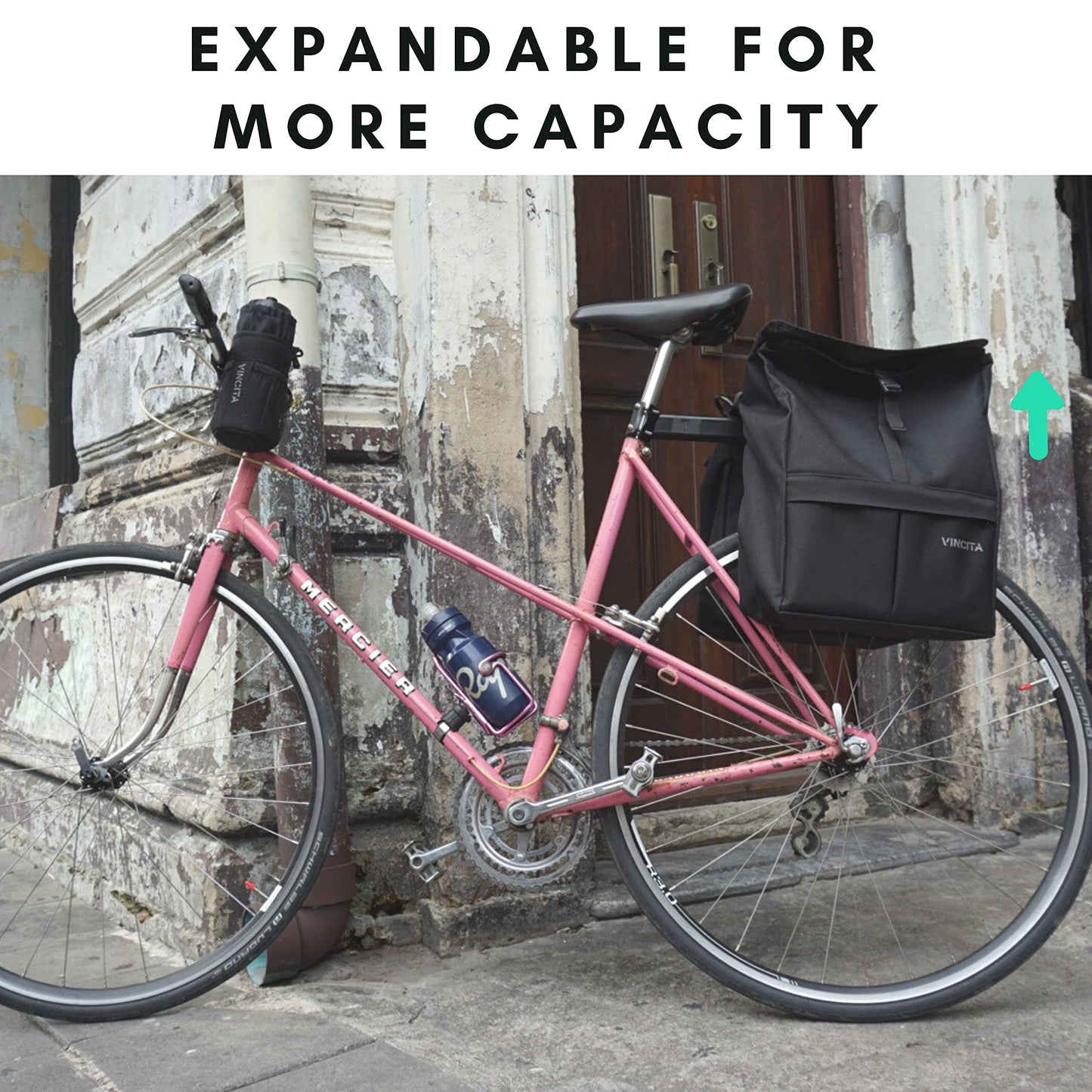 Vincita Double Bike Pannier Bag – 12L Top Load Rear Rack Saddlebags – Water-Resistant Commuter Carrier with Rain Cover, Rigid Back & Reflective Trim – Fits Road, Hybrid & E-Bikes (2 Tone Grey)