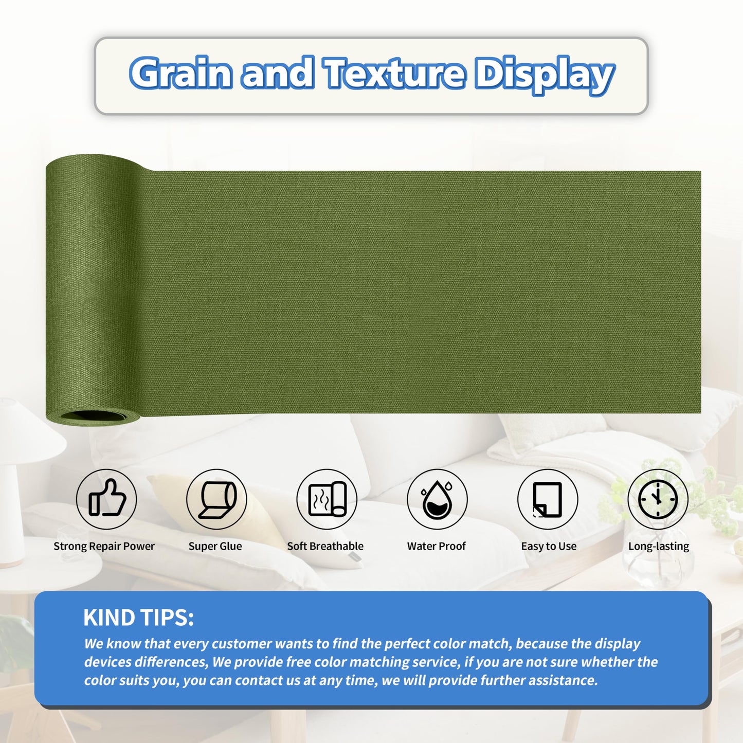 KING MOUNTAIN Canvas Repair Tape,Outdoor Gear Patch, 4×63 Inches,Waterproof,Self-Adhesive for Repairing Boat Covers,Sun Shades,Sofas,Tents,Lounge Chairs,Awnings (Grass Green)