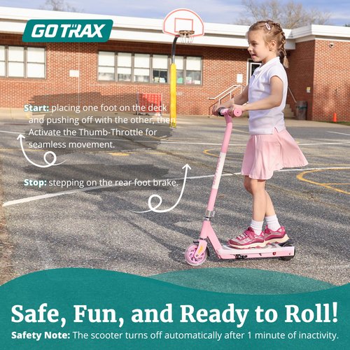 Gotrax Scout Pro Electric Scooter for Kids, Max 3 Mile Range, 6 Mph Speed by 80W Motor and Thumb Control, 5" Solid Wheels with Flash Wheel & Deck Lights, Max 110 Lbs Load for Boy & Girl Ages 4-7