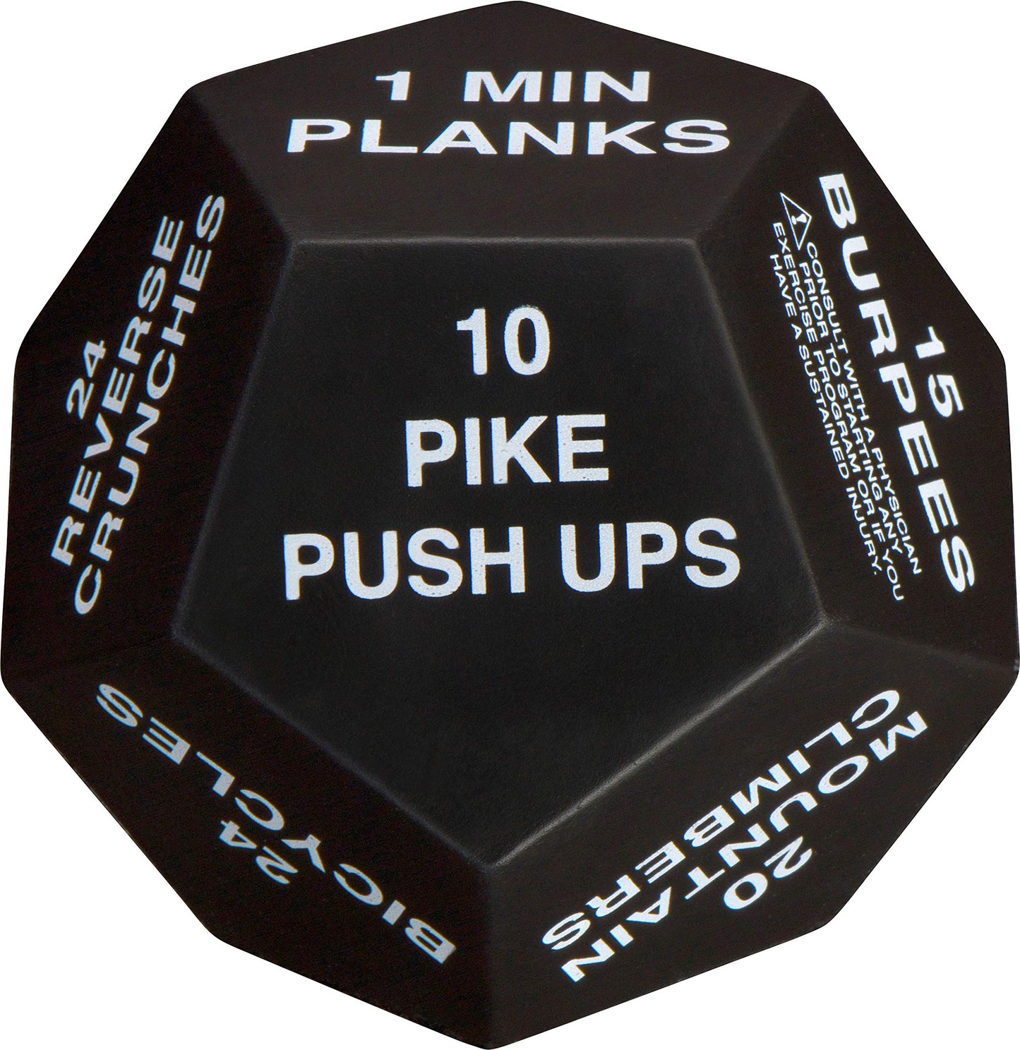 Juliet Paige Exercise Dice for Fitness, Gym Workouts, WOD, Home Bodyweight HIIT, and Adult Sports Training - 4 Inches in Diameter - 12 Sided (White (Intermediate))
