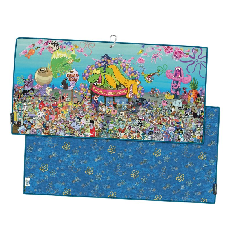PuttBuddies Bikini Bottom Buddies XL Caddy Golf Towel 22" x 42" Double Sided Microfiber Waffle Golfers Cleaning Cloth, Ultra-Absorbent Large Golf Bag Towel, Officially Licensed Spongebob Collection