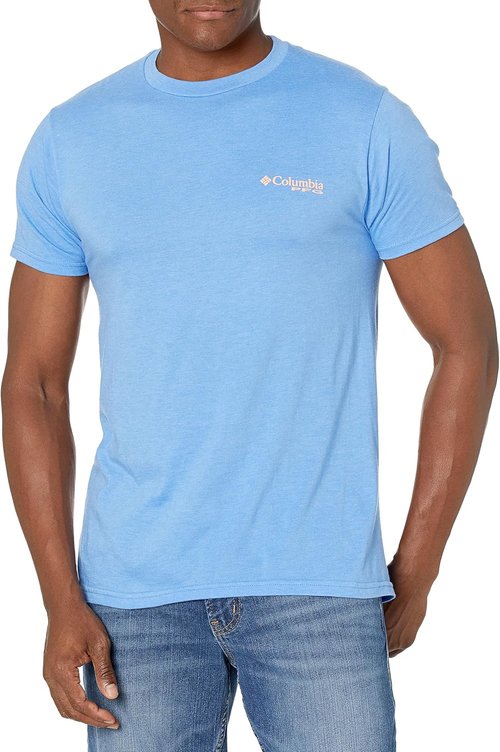 Columbia Apparel Men's Graphic T-Shirt - Super Blue Heather | Comfortable Fit, Large Size