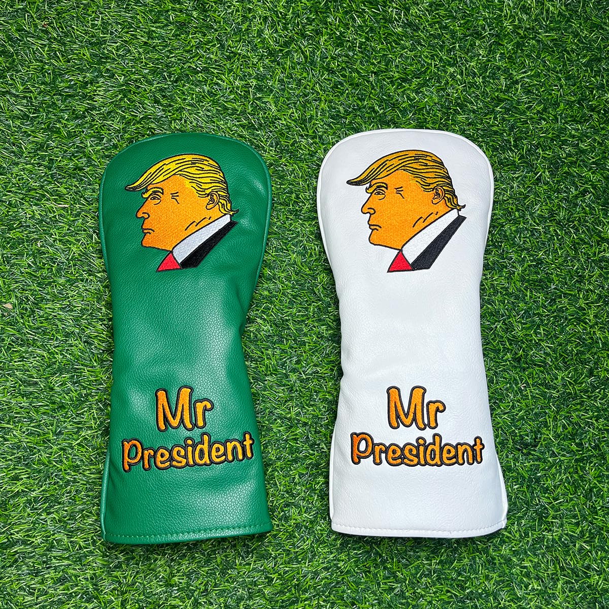 Mr. President Trump Golf Club Driver Head Cover - Durable PU, Funny, Premium Leather, White/Green (Green,Driver)