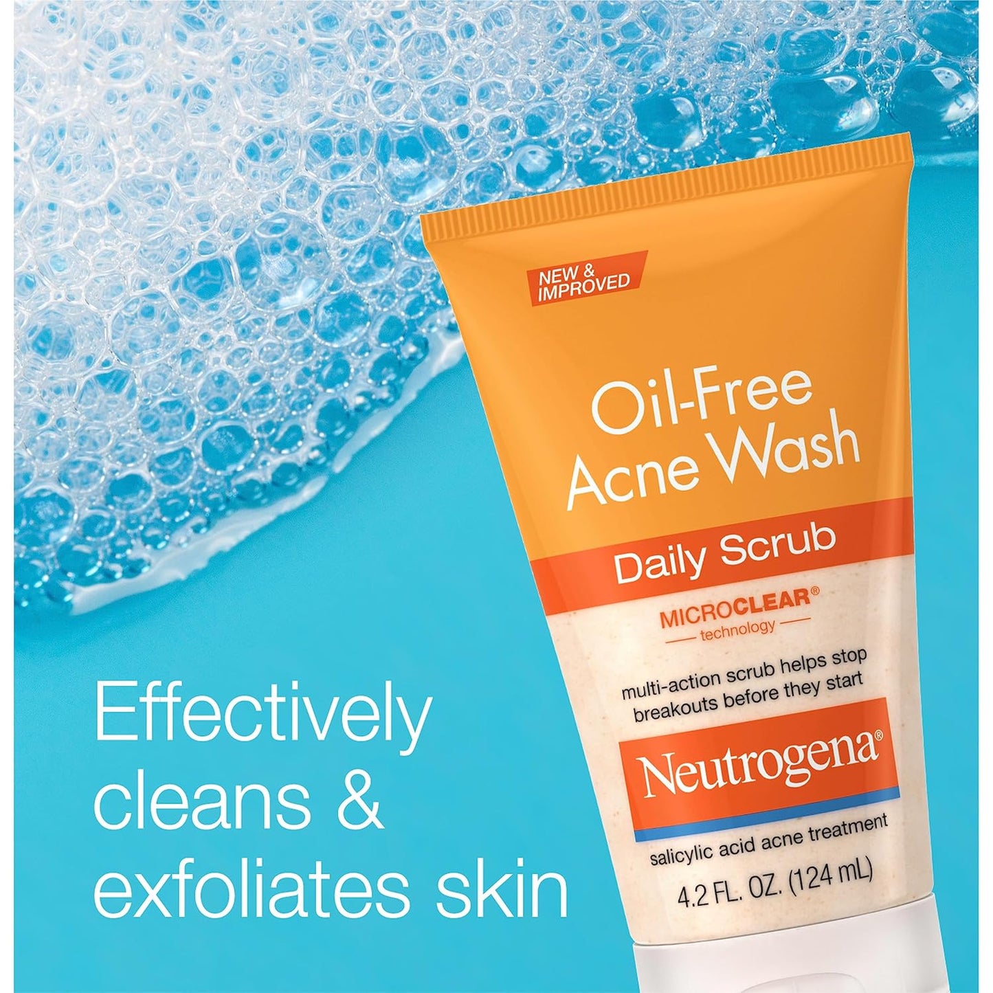 Neutrogena Oil-Free Acne Face Wash - 2% Salicylic Acid Exfoliating Scrub for Oily Skin | 4.2 fl. oz