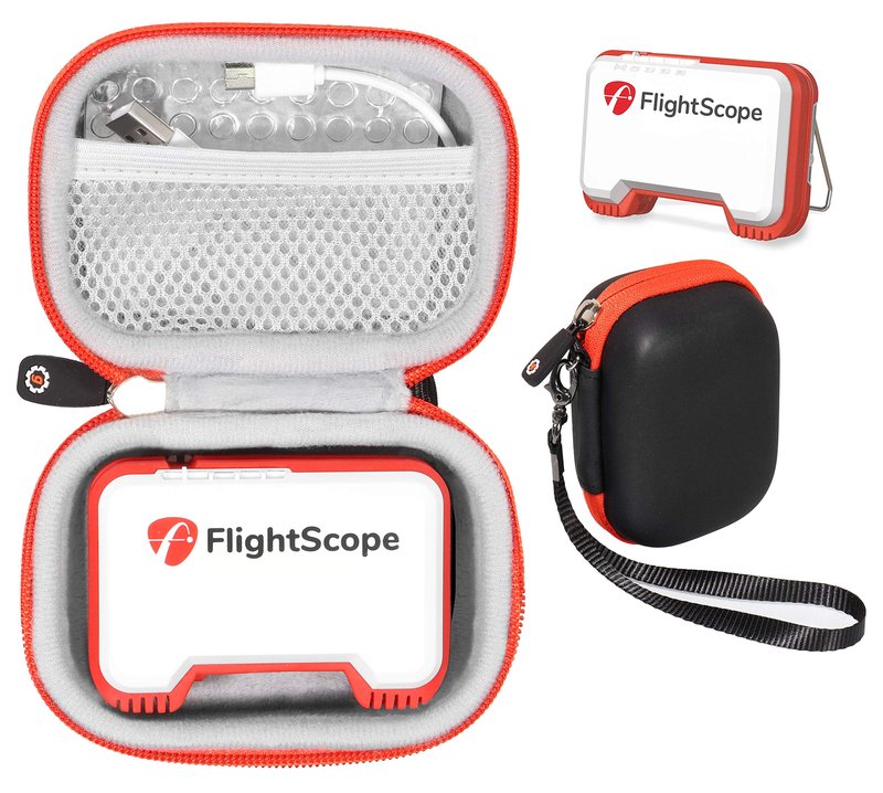 GETGEAR Protective case for FlightScope Mevo-Portable Personal Launch Monitor for Golf, mesh Accessories Pocket for Cable, Convenient Carabiner