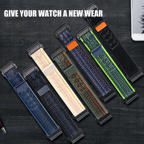 RoYiio Nylon Band for Garmin Fenix 8Pro 51mm/Quatix 8 51mm/Quatix 7X/6X/Tactix 8 51 mm/Tactix 7 Pro Strap Comfor Breathable Sport Replacement Wristband for Enduro 3/2 (QuickFit 26mm, Storm Blue)