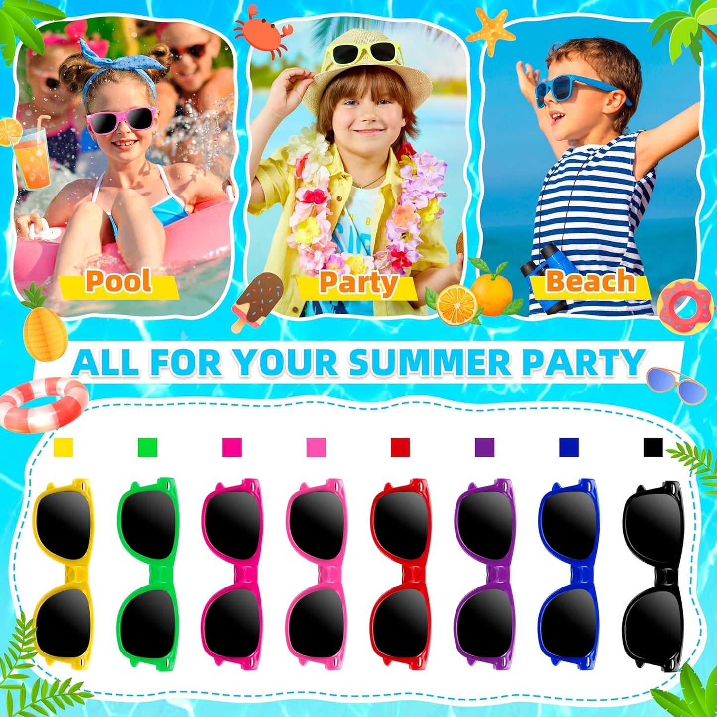 OCTERIC Kids Sunglasses - Fun Party Favors for Boys and Girls | UV Protection