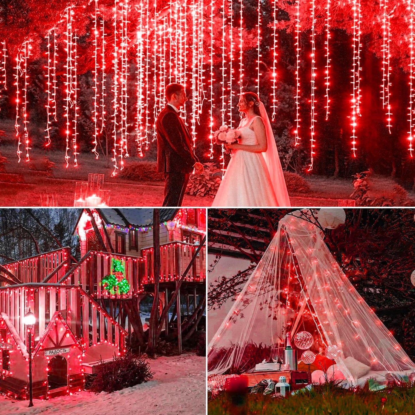 200 LED Red Christmas Lights, 66ft Red String Lights 8 Modes Clear Wire, Connectable Waterproof Plug in Twinkle Fairy Light for Tree Bedroom Indoor Outdoor Christmas Decorations