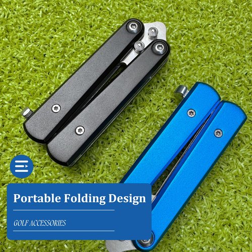 Golf Divot Repair Tool, Stainless Steel Foldable Divot Tool & Golf Divot Tool with Bottle Opener, Golf Accessories for Men and Women, Black