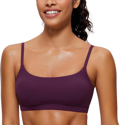 CRZ YOGA Sports Bras for Women - Butterluxe Adjustable Spaghetti Strap Wireless Crop Top