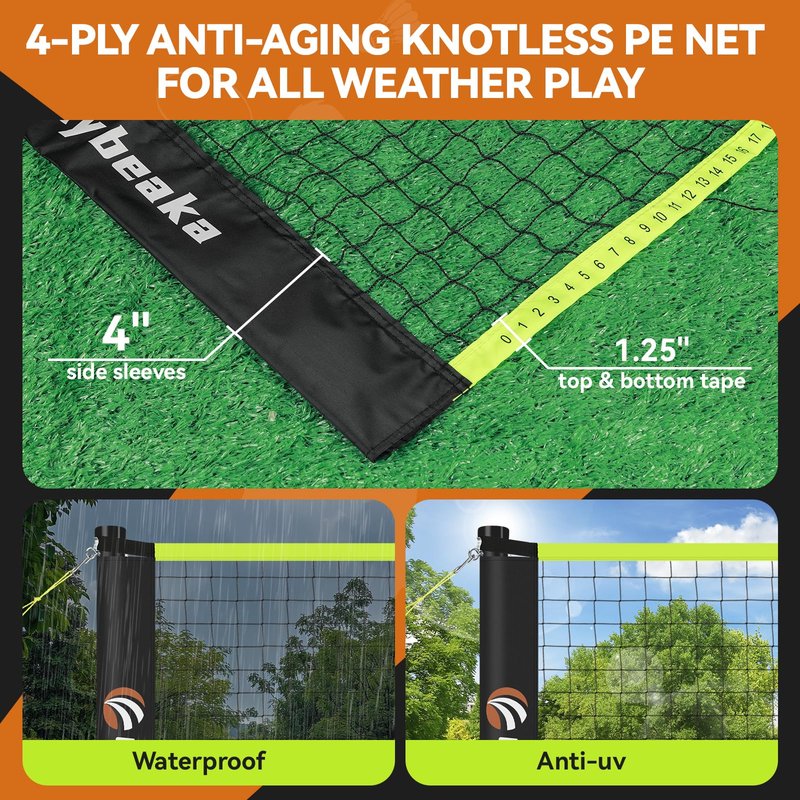 12ft Badminton Net Set for Backyard Beach with Durable Anti-Sagging Net, Heavy Duty Poles, 2 Aluminum Badminton Rackets, 3 Shuttlecocks, Carry Bag - Easy Setup & High Stable (Black and Green, 12ft)