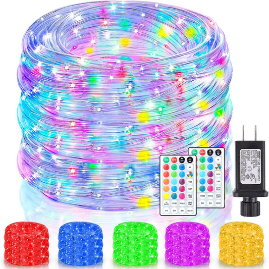 99Ft Waterproof LED Rope Lights - 300 Color-Changing Fairy String Lights with Remote for Outdoor Patio & Holiday Decor