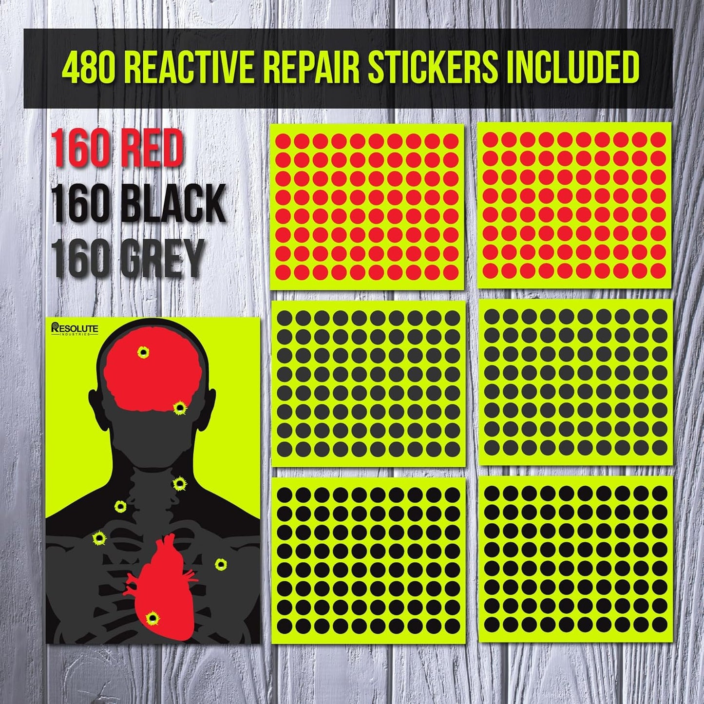 Resolute Shooting Targets - 12x18 Medically Designed Splatter Targets for Pistol & Rifle Practice (25 Pack)