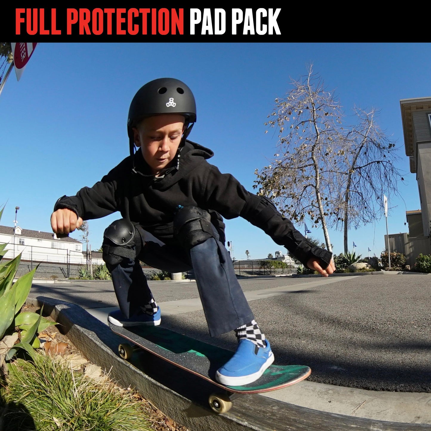 Triple Eight Youth Little Tricky Protective Pack with Instructional DVD (Black, Junior)