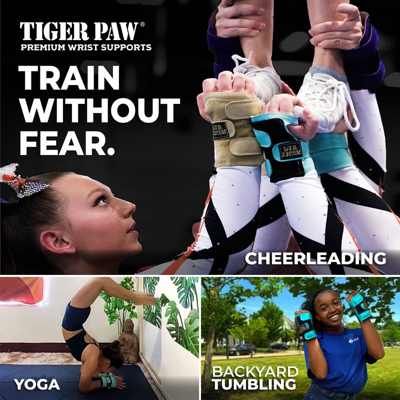 Tiger Paw Authentic Gymnastics Wrist Supports (Sold in Pairs)- Original Competition-Grade Gymnastics Wrist Guards, Wrist Support Braces, Adjustable, Made in USA Hand Wraps (Fuchisa)
