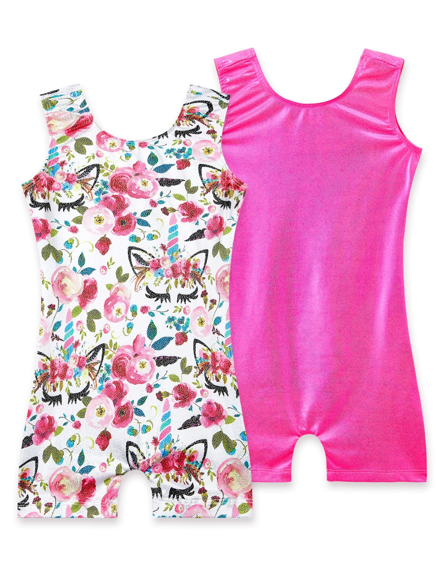 Nokecina Leotard for Girls Gymnastics Size 4t 5t Two Packs White Flower Rose Biketard Workout Unitards