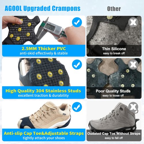 Ice Cleats for Shoes and Boots Snow Walk Traction Cleats Crampons Anti Slip 11 Studs Ice Snow Grippers Overshoe for Walking on Ice and Snow (X-Large(10-13.5 men/11.5-14 Women))