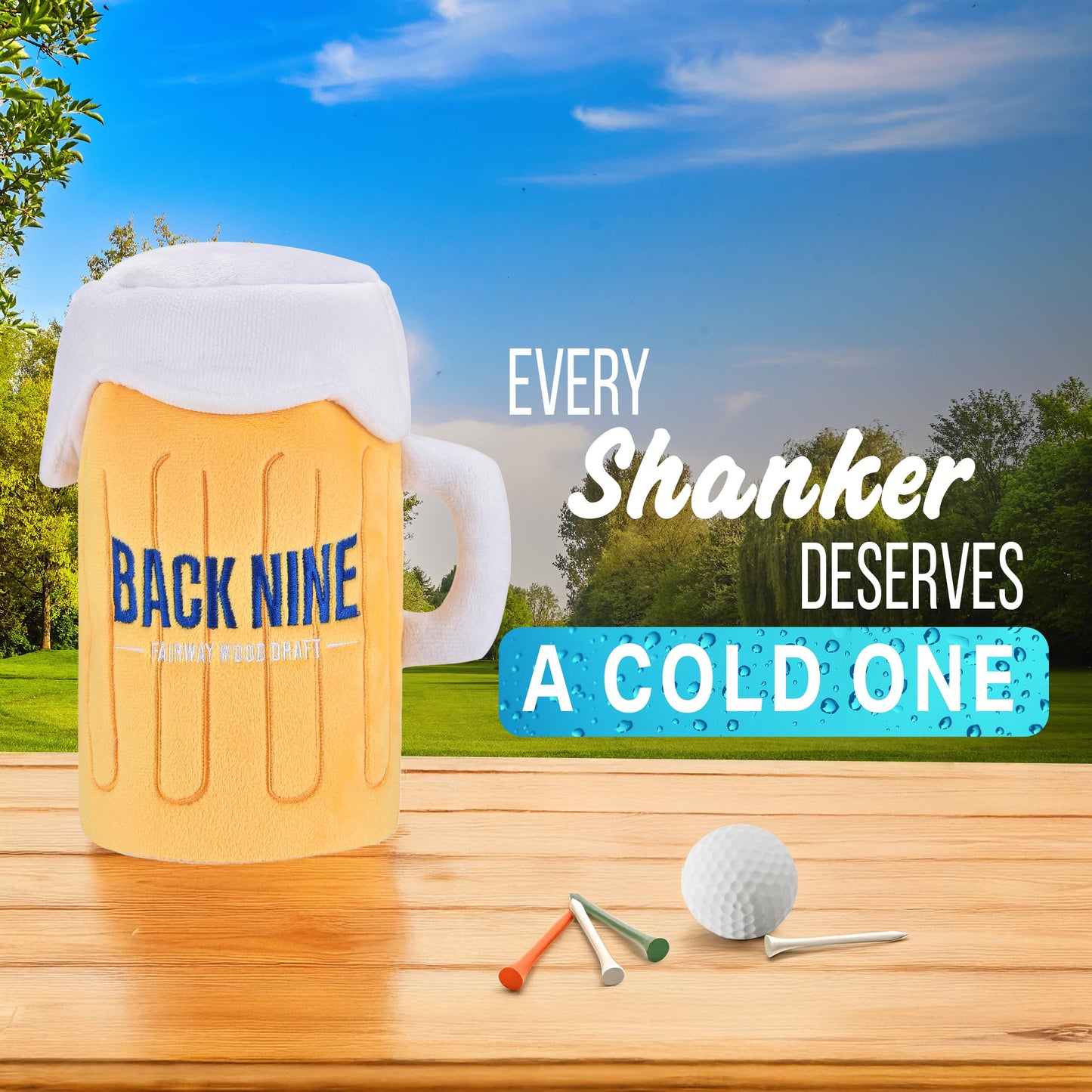 Shanker Golf - Funny Golf Headcover - Back Nine Beer Glass 3-Wood Cover - Funny Golf Gift - Soft Velour Lining