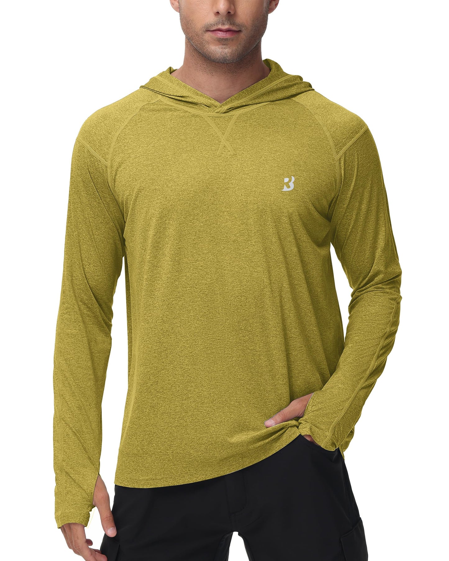 Roadbox Mens UPF 50+ Fishing Shirts, Long Sleeve UV Sun Hoodie, Hiking Running Swim Athletic Workout Shirt