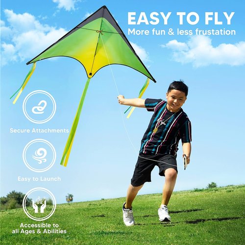 JOYIN Large Delta Kite - Easy to Fly Gradient Rainbow Design | 3-Pack for Kids & Adults