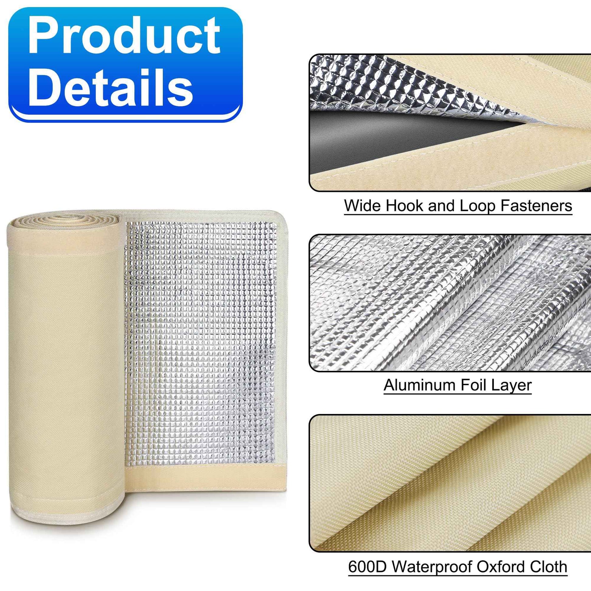 3 Layers HVAC Copper Pipe Insulation Cover Protector,Flexible AC Copper Line Insulation Sleeve,600D Oxford 72x10.2 Inch AC Pipe Insulation Wrap for Outside Central Air Conditioning Splits Khaki